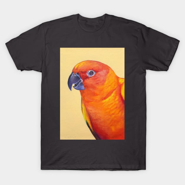 Sun Conure - bird portrait painting T-Shirt by EmilyBickell